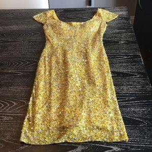 SCALA Runway Yellow Sequence Dress